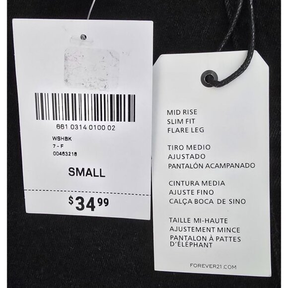 Forever 21 Premium Mid Rise Flare Leg Slim Fit Black Denim Jeans Womens Size S - Picture 5 of 9